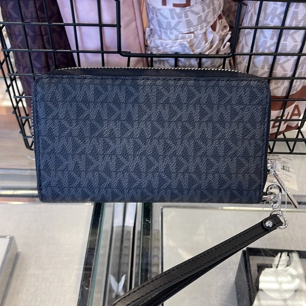 Michael Kors MK Signature Large Flat Multi-Function Phone Case Wallet Wristlet
